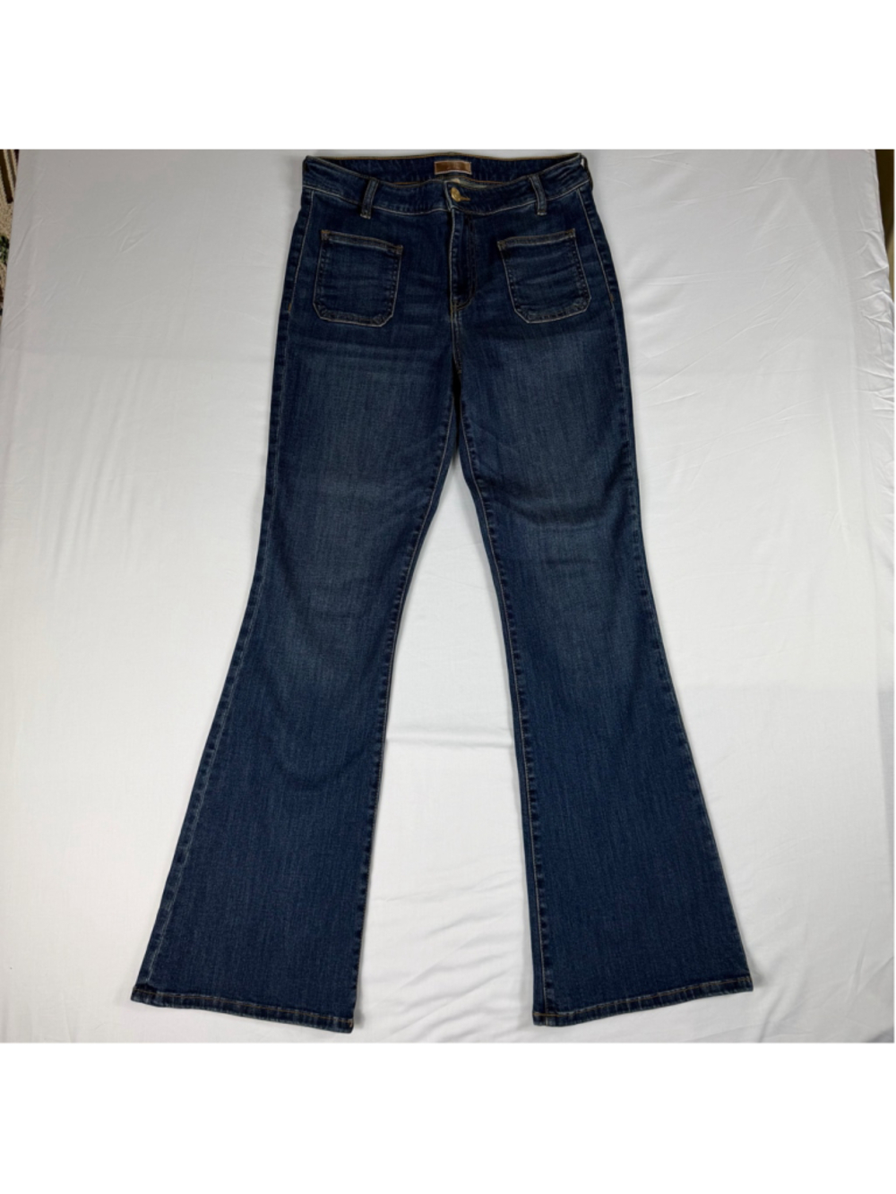 KUT From The Kloth Ana Flare Jeans Women Size 8 High Rise Stretch Festival Denim